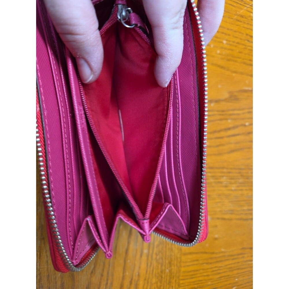 Coach Madison Gathered Leather Zip Around Wallet Raspberry - Picture 10 of 12